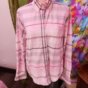Rockies Women's Pink Plaid Button-Down Shirt